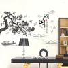 Muurstickers Chinese stijl dennen inkt landschap sticker huis woonkamer bank tv achterdrop kunststickers 3d retro muurschildering tiener decor