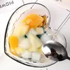 Skålar fruktsallad transparent hjärtformad kristallglas skål färgglad dessert kawaii dekorativ