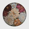 Carpets European 3D Flowers Round Carpet Soft Crystal Velvet Anti-slip Rug For Living Room Chair Floor Mat Home Decor