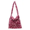 Evening Bags Plush Shoulder For Women Fashion Leopard Warm Fabric Large Capacity Shopping Bag Soft Canvas Tote Ladies Cute Bear Handbags