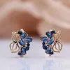 Charm Kinel New Blue Natural Zircon Butterfly Earrings 585 Rose Gold Women Big Earrings Trendy 2022 Romantic Vintage Wedding Jewelry G230225