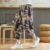 Erkekler Pantolon Bol pamuk Harem Pantolon Erkekler 2023 Yaz Japon Erkekler Kadın Hip Hop artı Boyut Geniş Bacak Pantolonları Bloomers Calflenth Pants Joggers Z0225