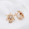 Charm Kinel 2022 New 585 Rose Gold Sexy Earrings Unusual Metal Flower Natural Zircon Women's Earrings Party Girls Exaggerated Jewelry G230225