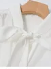 Camicette da donna Camicetta bianca elegante da donna in seta Colletto rovesciato da donna con camicia casual a maniche lunghe con lacci e top per l'inizio dell'autunno