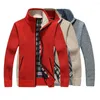 Męskie kurtki męskie Pull Silny kolor zamek błyskawiczny sweter sweter luźny stojak Pluszowy jesienny dzianina do pracy