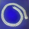 قلادة فضية سترلينج فضي VVS مويسانيت الماس المثلج خارج الهيب هوب مجوهرات 15 ملم بلينغ كوبية سلسلة كوبية