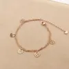 Anklets Fashion Stainless Steel Love Double-deck Charm Hollow Camellia Flower Anklet Bracelet Rose Gold Color Woman Gift