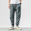 Herrbyxor 2023 sommar bomullslinne harem casual byxor män solid färg smal fit harajuku joggar mode herrkläder z0306