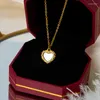 Ketens anenjery l316 roestvrijstalen schaal kanten liefde hart ketting dames licht luxe goudkleur titanium sleutelbeen ketting