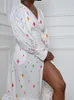 Ethnic Clothing Robes African Maxi Dress Women Lantern Sleeve Cardigan Lace Up Africa Fashion Print Ruffle Splice Long Dresses