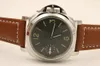 Mechanical Hand-Winding Movement Watch Men's Brown Leather 42mm Back Glass Wristwatch