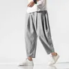 Men's Pants 2021 Spring Summer Chinese Style Cropped Trousers Harem Pants Male Thailand Loose Plus Size Linen Casual Bloomers Men Clothing Z0225