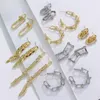 Charm Flashbuy Thick Link U Shape Geometric Brass Gold Color Drop Earrings for Women Splice Stylish Earrings Celebrity Jewelry G230225