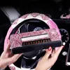 Steering Wheel Covers High End Fashion Women Car Diamond Storage Box Rearviwe Mirror Pendant Cover Interior DecorationsSteering