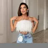 Blouses-shirts voor dames strapless Stijlvolle gezellige backless off-schouder dame camisole skin-touch prom tub top stevige kleur kledingvrouwen Wome