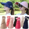 Chapeaux à bord large du soleil d'été pour femmes fleur perle pliante extérieure de la plage de vacances Visor décontractée casquettes femelles