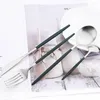 Set di stoviglie Green Silver Set Posate in acciaio inossidabile Posate per la cena Cucchiaio Forchetta Coltello Stoviglie lunghe Argenteria da cucina