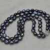 Chaînes nouées à la main, magnifique collier de perles de culture d'eau douce baroques noires à 2 rangées de 9 à 11mm, 43 à 48cm, chaînes à bijoux à la mode