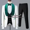 Costumes pour hommes Noir Jacquard Hommes Dernières Tuxedos De Mariage De Marié Slim Fit 3 Pièces Blazer Ensembles Soirée Formelle Mariage Masculin Vêtements