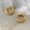 Matte gold plain ring earrings for women in 2023, new small design, circular earrings, light luxury, high-grade pure silver needle