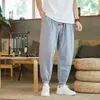 Men's Pants Japanese Large Size Cotton Linen Loose Harem Pants Men's Street Jogging Pants Men's Ninth Sports Pants and Ankle Men's Trousers Z0225