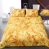 Sängkläder set 3D Set Food Däcke Cover Polyester Hamburger Fries Bed Linen Bekväma sängkläder mjuk örngott
