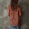 Chemises léopard sexy d'été à col à revers T-shirt sans manches pour femmes