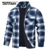 Jackets masculinos Tacvasen Jackets de algodão xadrez de inverno masculino de manga longa ladeada camisa de camisa de flanel