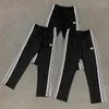 Men's Pants Needles Casual Sweatpants Both Sides Black White Stripe Classic Embroidery Men Women All-match Loose Retro AWGE Trousers