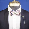 Bow Ties 2023 Fashion Men's Tie High Quality White Color Feather Print Bowtie Great For Party Wedding Men