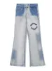 Jeans da uomo lettera ricamata Tie Dye Wash Jeans per uomo marchio di moda americano pantaloni dritti larghi casual micro jeans svasati per uomo Z0225