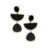 Charm Statement Black Earrings For Women Vintage Three Parts Dangle Post Stud Long Drop Fashion Jewelry Trendy Shiny Gold Gift 2022184 G230225