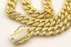 Hotsale Factory price Hip hop Cubic Zirconia 18K Yellow Gold Plated copper Cuban Chain link chain Necklace