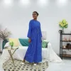 Casual jurken 2023 herfst lange mouw strip geprinte losse maxi jurk femme riem moslim kalkoen dubai arabische kleding s-2xl