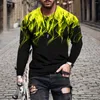 Erkekler Tişörtleri Moda Uzun Kollu Tişört Erkekler 3d Ateş Baskı O Boyun Üstleri Hip Hop Pamuk Gömlek Büyük Boy Tee Man Giyim Sokak Giyim