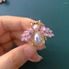 Brooches Morkopela Fashion Freshwater Pearl Pink/White Color Rhinestone Bee Insect Brooch And Pin For Women Statement Jewelry Wholesale