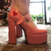 Dress Shoes Luxury Designer Marry Janes Pumps For Women Love Heart High Heels Buckle Platform Punk Chunky Pink Wedding Party women's Shoes 230225