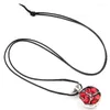 Colliers pendants vintage punk long collier de fruits de fruit Pendants pierre rouge 90 cm corde en cuir colliers de cadeaux de Noël mujer