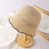 Berets Crocheted Lotus Leaf Twill Bucket Hat Women's Summer Sunscreen Sunshade Panama Cap Fashion Luxury Chapeau Fisherman Headgear