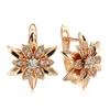 Charm Kinel 2022 New 585 Rose Gold Sexy Earrings Unusual Metal Flower Natural Zircon Women's Earrings Party Girls Exaggerated Jewelry G230225