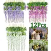 Kwiaty dekoracyjne 12pcs sztuczny jedwabny jedwabny Fake Flower Garland Vine Wisteria Liść wisząca przyjęcie urodzinowe