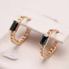 Charm Kinel Luxury Black Natural Zircon Earrings for Women Fine 585 Rose Gold Bride Earrings Vintage Wedding Jewelry Gift Fashion 2022 G230225