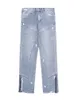 Jeans da uomo Americano retrò schizzi di inchiostro Lavaggio Pantaloni in denim da uomo Pantaloni dritti retrò a tubo dritto con cuciture verticali Denim Z0225