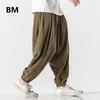 Calça masculina estilo chinês primavera velha calça folga japonesa moda de rua japonesa harém calças de hip hop joggers plus size homens roupas z0225