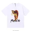 Homens de verão Camisetas Ins Marca de Moda Americana Rhude Tiger HD Impresso Algodão Manga Curta T-shirt Homens e Mulheres Grande Pulôver 7GDR