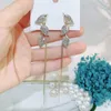Charm Micro Pave Leaf Longörhängen för kvinnor Koreansk stil Multifunktion Nya smycken Fina kvalitetsörningar G230225
