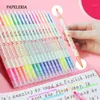 6Colors/set Double Headed Highlighter Pen Mild Drawing Art Marker Pens For School Student Scribble Fluorescent Stationery