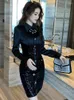 Casual Dresses Spring Autumn Fashion Women Evening Dress Temperament Formal Sparkly Sequin Black Slim Mini Party Prom Street Mujer Vestidos