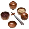 Bowls Rice Bowl Japanese Style With Lid Dishwasher Safe Container Tableware Salad Soup Snack Wooden Kitchen Supplies