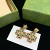 2023-w Charm Earrings Fashion Light Luxury Brand Designer Vintage Leopard Head Colorful Diamond Petal Earring Wedding Party High Quality Jewelry with Box and